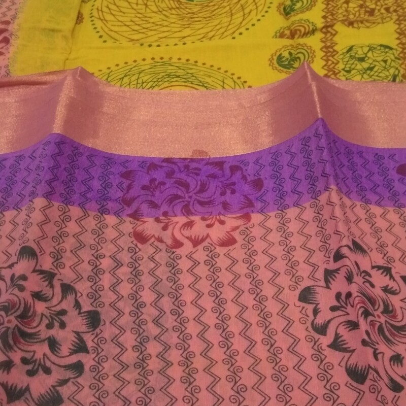 Printed Silk Cotton Saree - with Blouse - PSC037