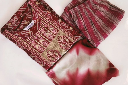 Hover image for Printed Kurti set for Girls - KS001 Red Color XL size