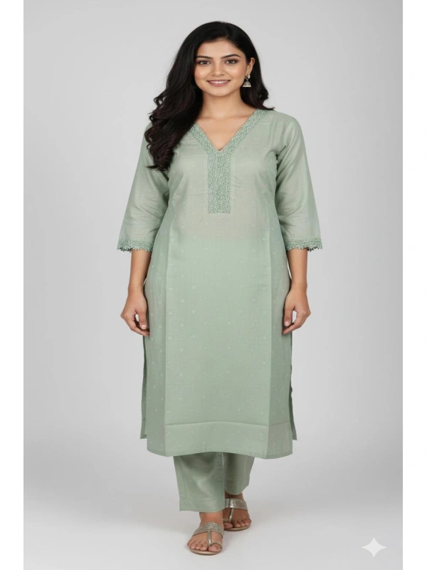 Hover image for Elegant Light Green Embroidered Kurti- TM00501