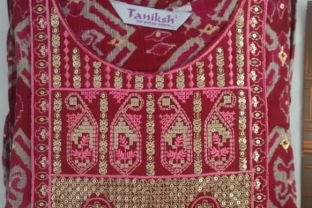 Printed Kurti set for Girls - KS001 Red Color L size in #850000