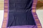 Deep Navy Blue Sungudi Cotton Saree with Elegant Purple Zari Borders -SCS0071 Thumbnail Image 3
