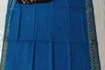 Midnight Black & Cerulean Blue Hand-Block Batik Cotton Saree -SCS00179 Thumbnail Image 4