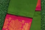 Vibrant Parrot Green Sungudi Cotton Saree with Striking Rani Pink Zari Border-SCS0051 Thumbnail Image 1
